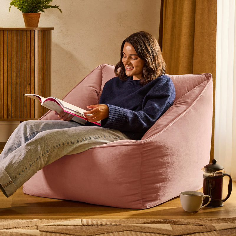 Natalia Velvet Armchair Bean Bag - Dawn Pink