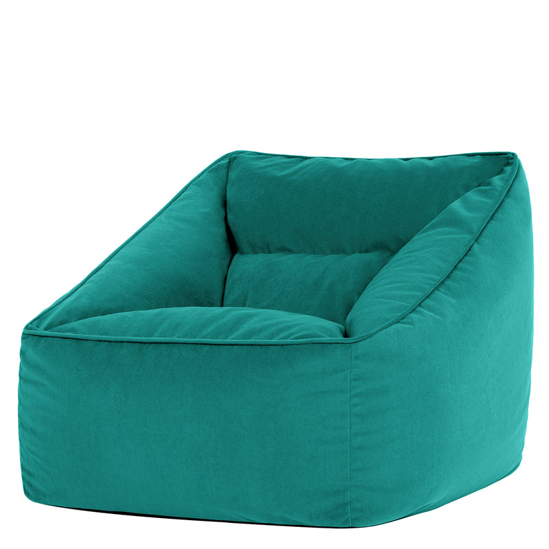 Natalia Velvet Armchair Bean Bag - Teal