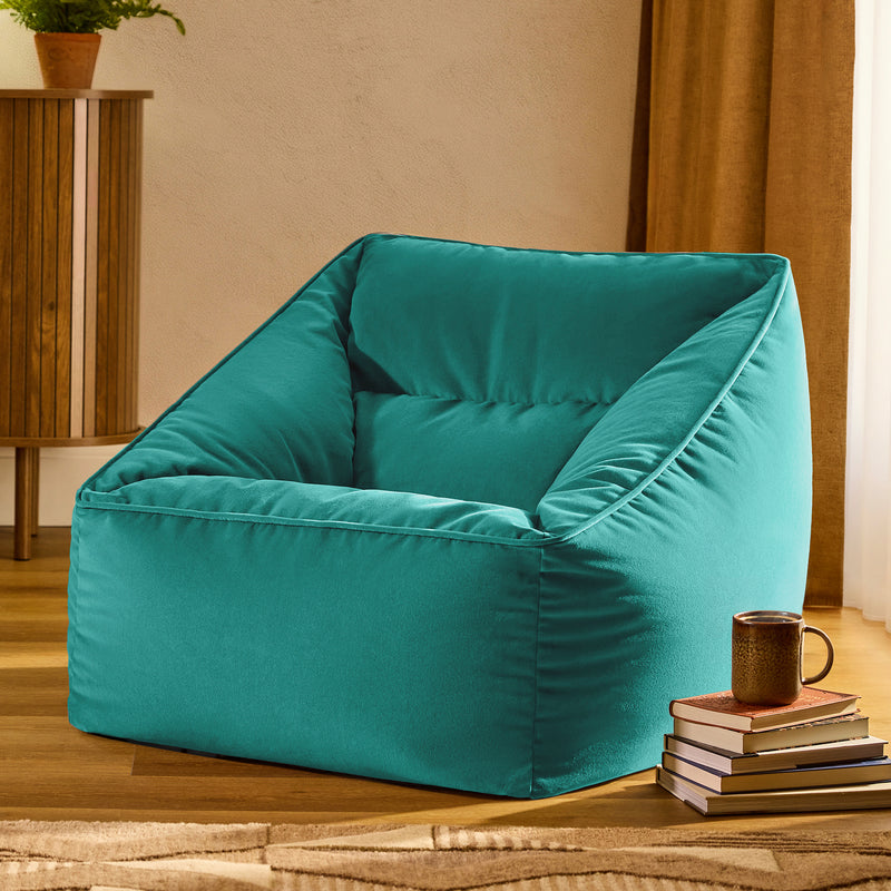 Natalia Velvet Armchair Bean Bag - Teal
