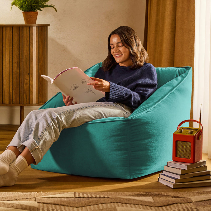 Natalia Velvet Armchair Bean Bag - Teal
