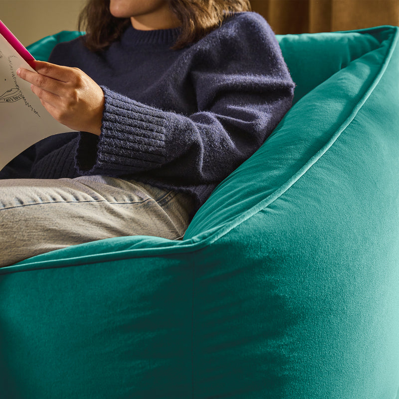 Natalia Velvet Armchair Bean Bag - Teal