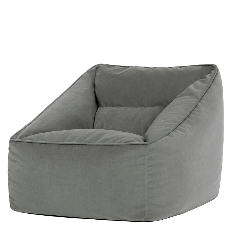 Natalia Velvet Armchair Bean Bag - Charcoal Grey