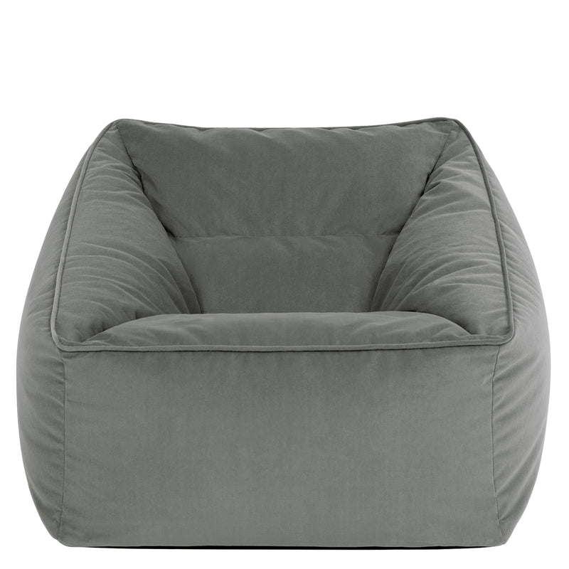 Natalia Velvet Armchair Bean Bag - Charcoal Grey