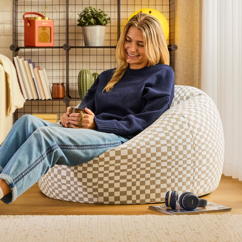 Kingston Checkerboard Classic Bean Bag - Natural