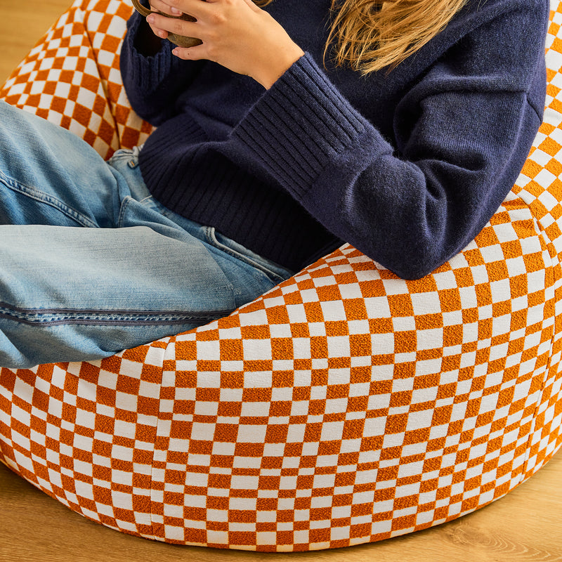 Kingston Checkerboard Classic Bean Bag - Orange