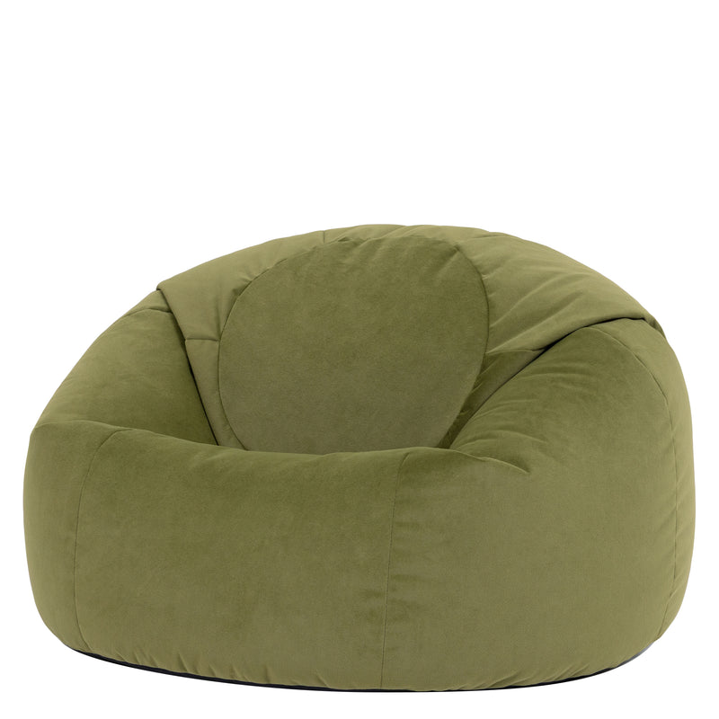 Kingston Velvet Classic Bean Bag Chair - Olive Green