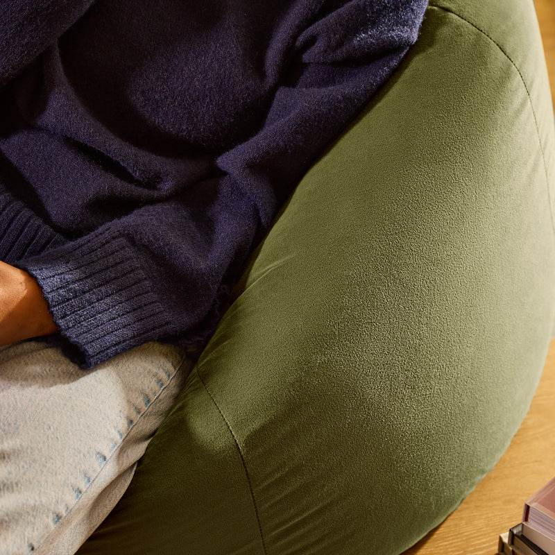 Kingston Velvet Classic Bean Bag Chair - Olive Green