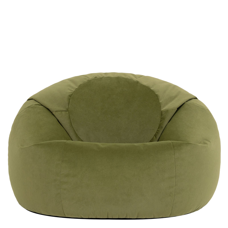 Kingston Velvet Classic Bean Bag Chair - Olive Green