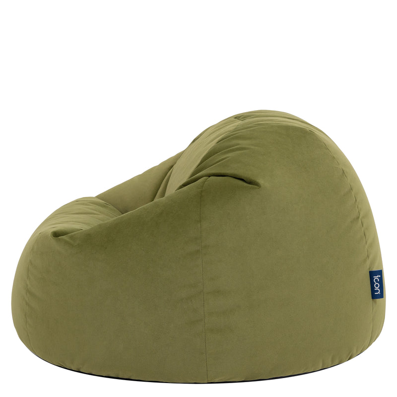 Kingston Velvet Classic Bean Bag Chair - Olive Green