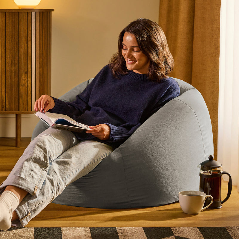Kingston Velvet Classic Bean Bag Chair - Charcoal Grey
