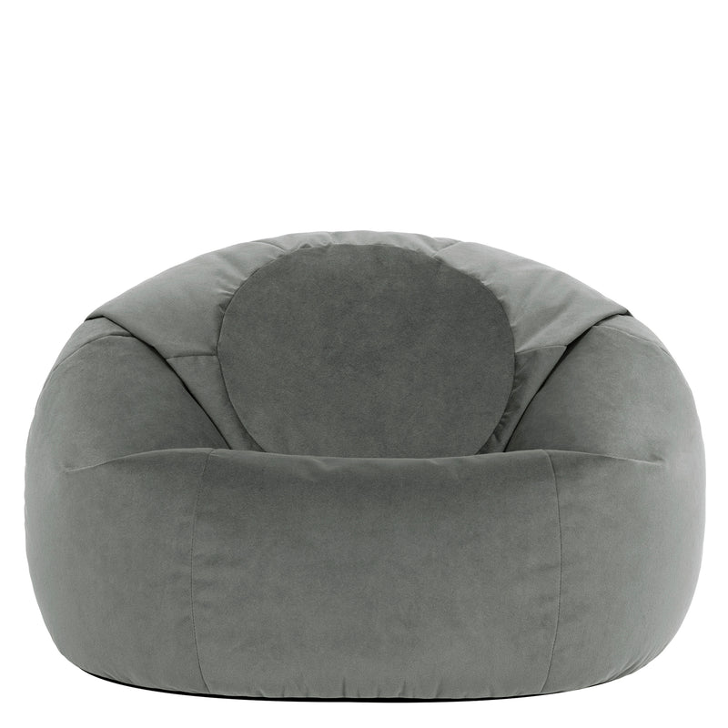 Kingston Velvet Classic Bean Bag Chair - Charcoal Grey