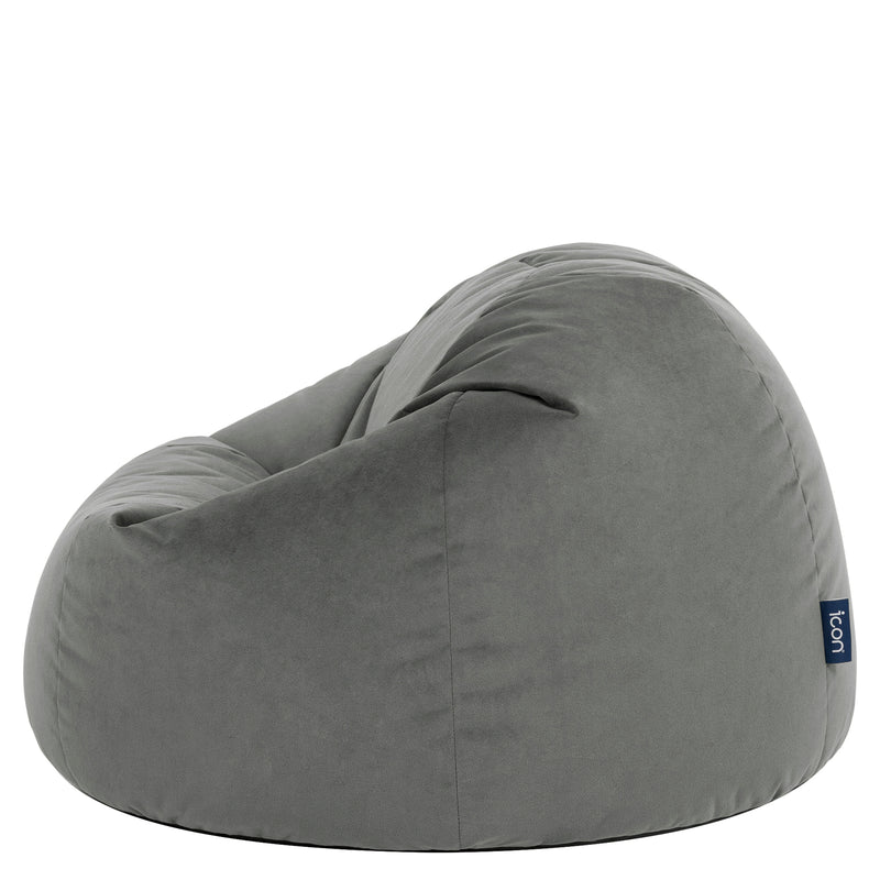Kingston Velvet Classic Bean Bag Chair - Charcoal Grey