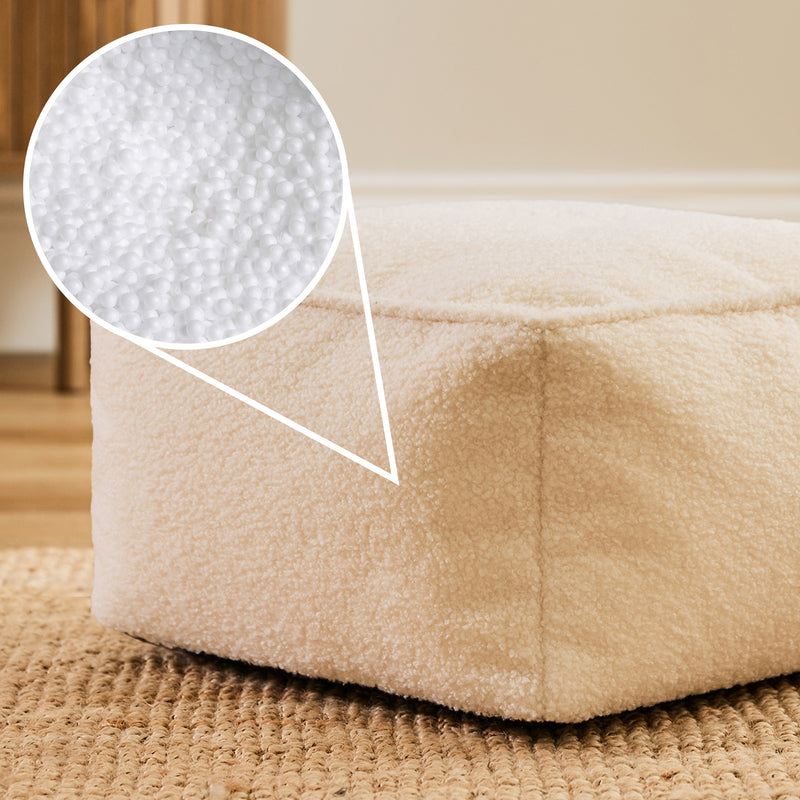 Amara Bouclé Square Footstool - Ivory