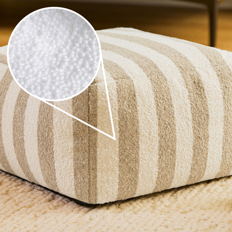 Amara Stripe Bouclé Square Footstool - Natural