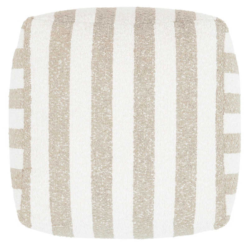 Amara Stripe Bouclé Square Footstool - Natural
