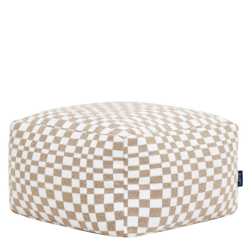 Amara Checkerboard Square Footstool - Natural