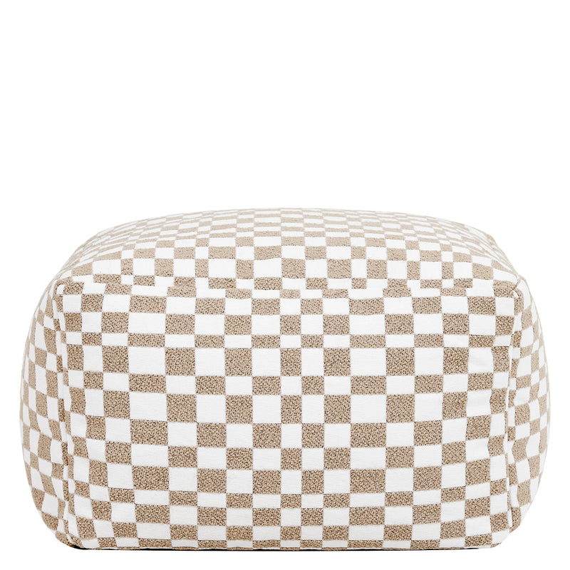 Amara Checkerboard Square Footstool - Natural