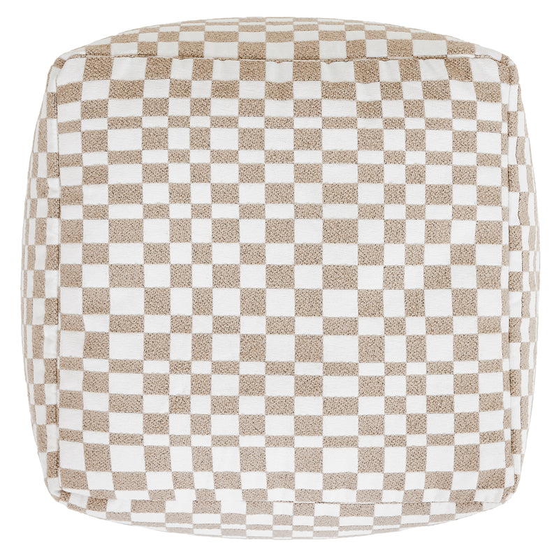 Amara Checkerboard Square Footstool - Natural