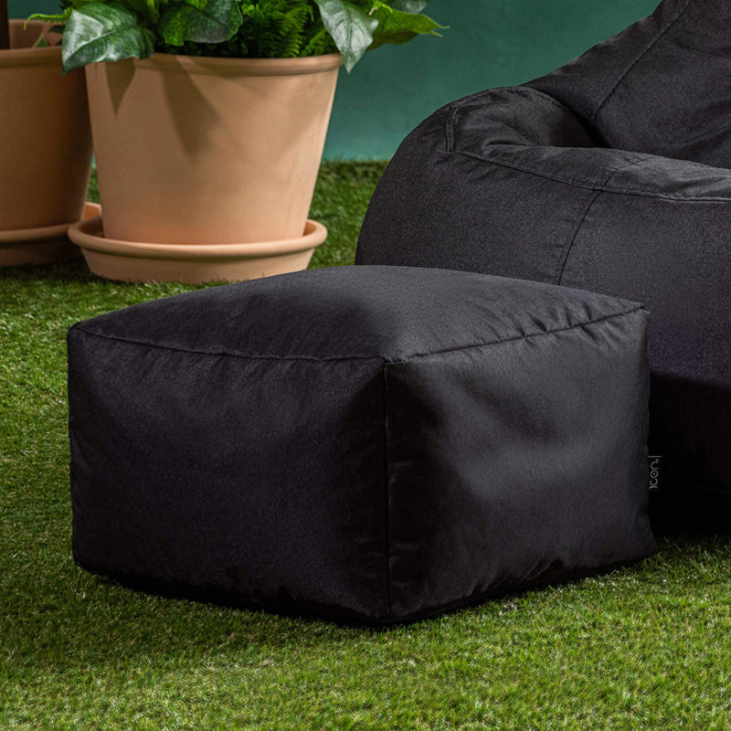 Bean Bag Footstool Indoor-Outdoor - Black