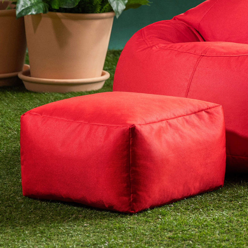 Bean Bag Footstool Indoor-Outdoor - Red