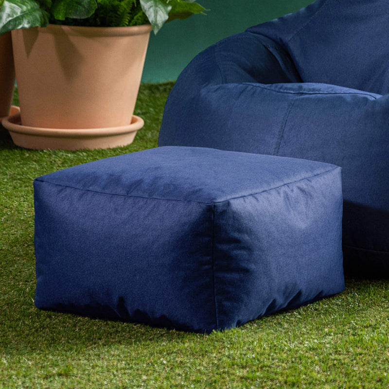 Bean Bag Footstool Indoor-Outdoor - Navy Blue