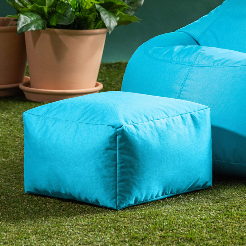 Bean Bag Footstool Indoor-Outdoor - Aqua