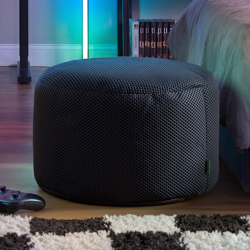 Gaming Performance Mesh Round Footstool - Navy Blue