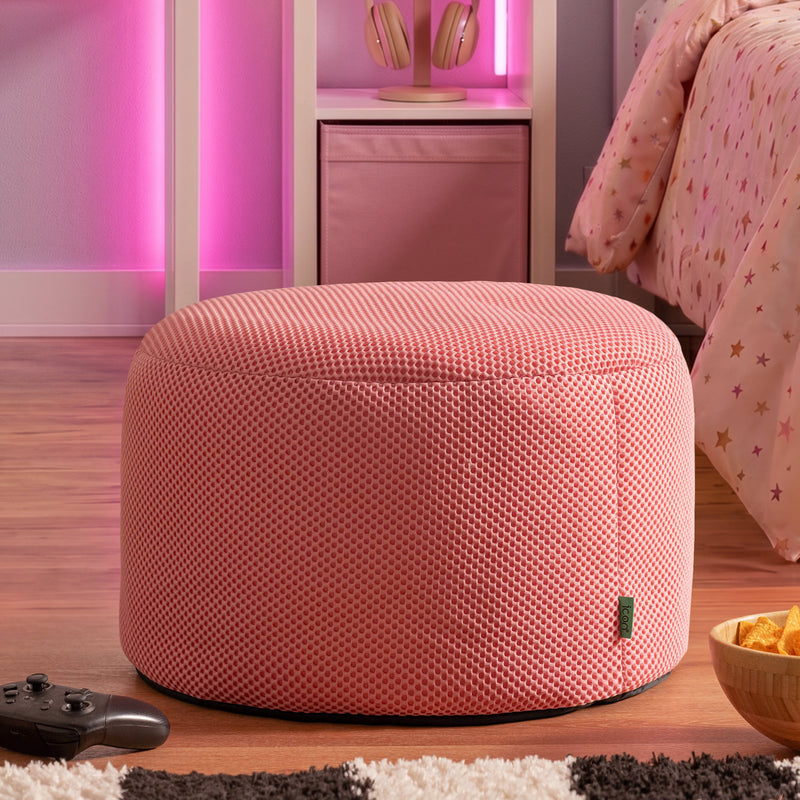 Gaming Performance Mesh Round Footstool - Pink