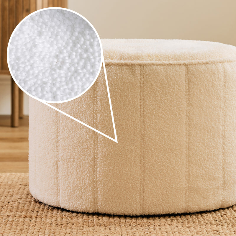 Milano Bouclé Round Footstool - Ivory