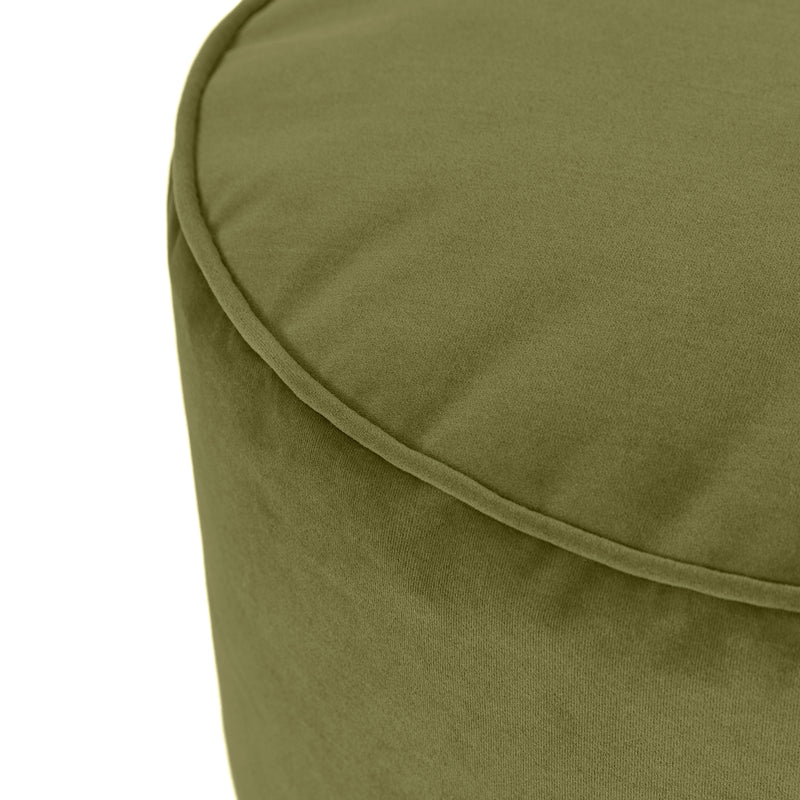 Milano Velvet Round Footstool Bean Bag - Olive Green