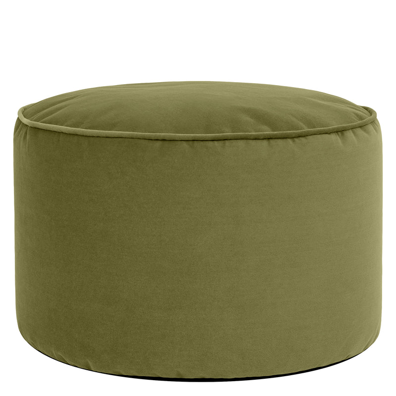 Milano Velvet Round Footstool Bean Bag - Olive Green