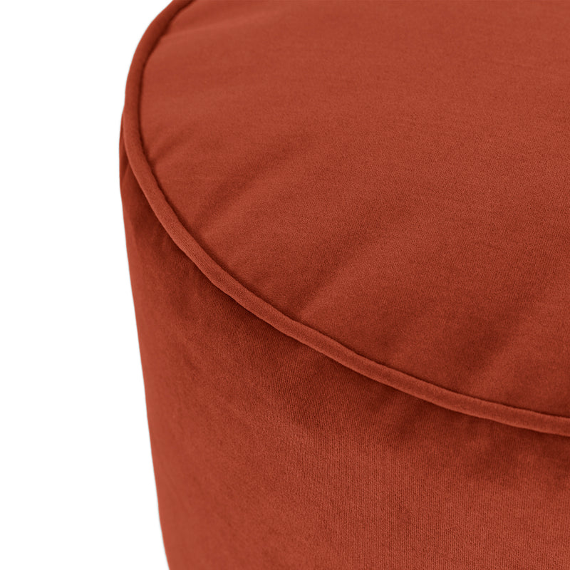 Milano Velvet Round Footstool - Spicy Terracotta