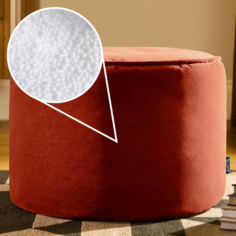 Milano Velvet Round Footstool - Spicy Terracotta