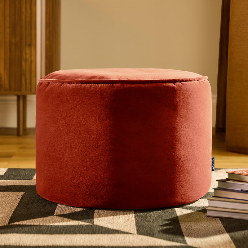 Milano Velvet Round Footstool - Spicy Terracotta