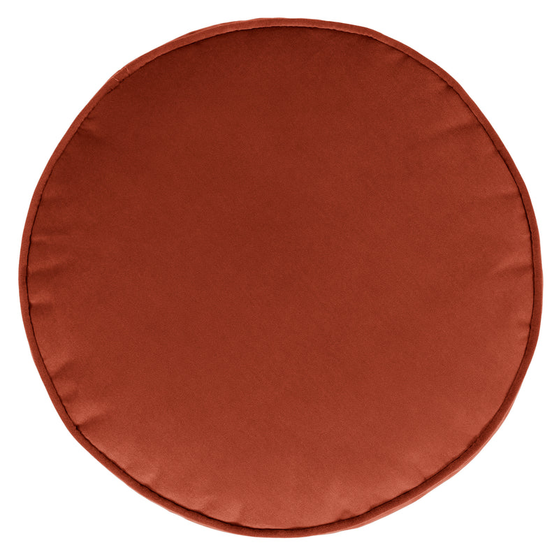 Milano Velvet Round Footstool - Spicy Terracotta