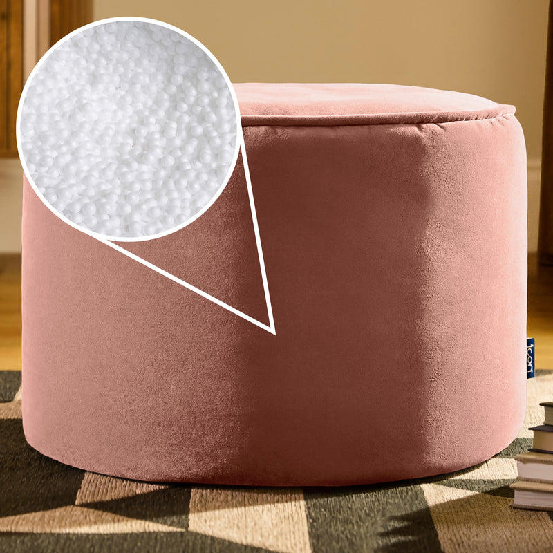 Milano Velvet Round Footstool - Dawn Pink