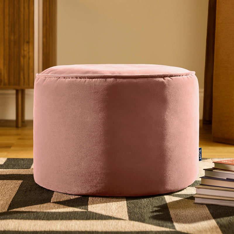Milano Velvet Round Footstool - Dawn Pink