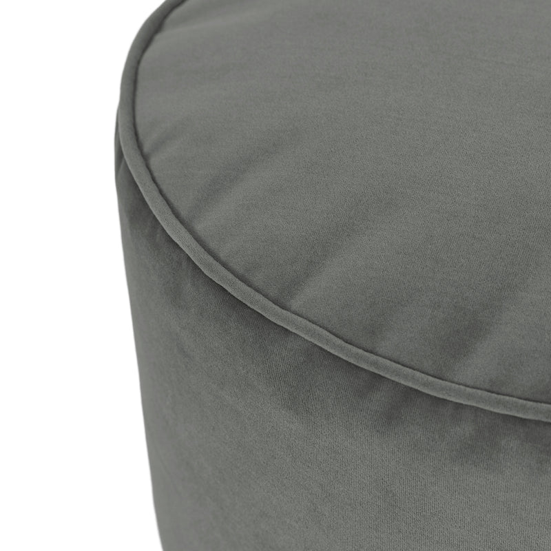 Milano Velvet Round Footstool - Charcoal Grey