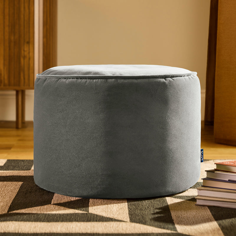 Milano Velvet Round Footstool - Charcoal Grey
