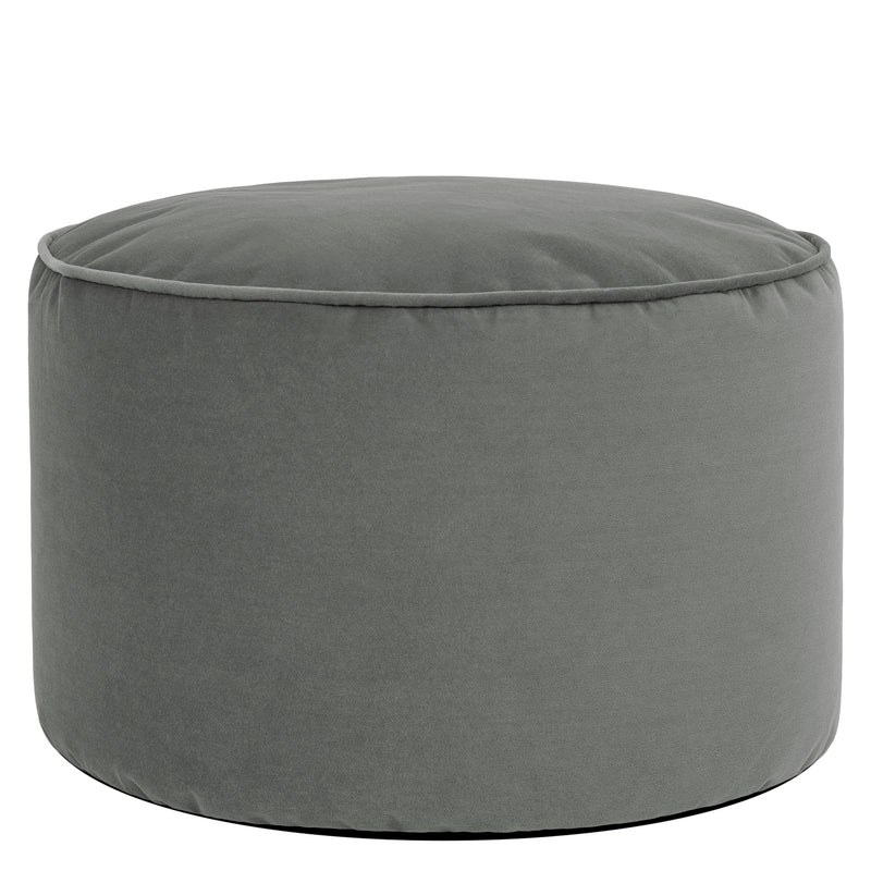 Milano Velvet Round Footstool - Charcoal Grey