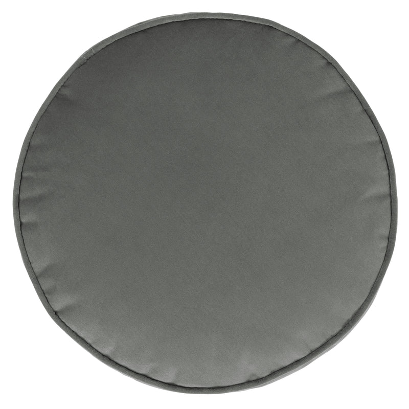 Milano Velvet Round Footstool - Charcoal Grey