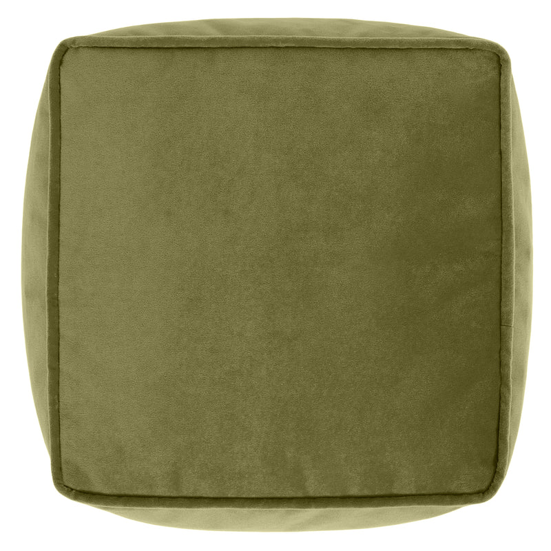 Amara Velvet Square Footstool Bean Bag - Olive Green