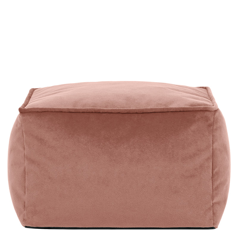 Amara Velvet Square Footstool - Dawn Pink