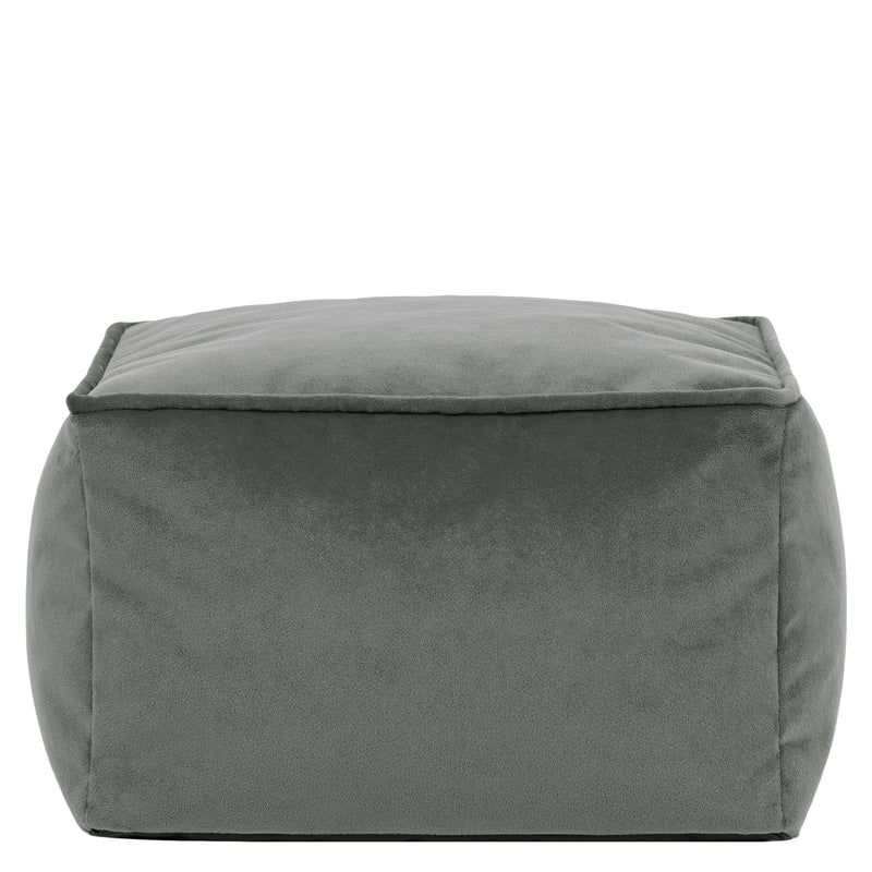 Amara Velvet Square Footstool - Charcoal Grey