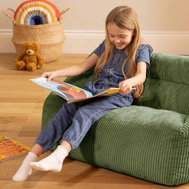 Kids Cecilia Cord Bean Bag Sofa - Sage Green