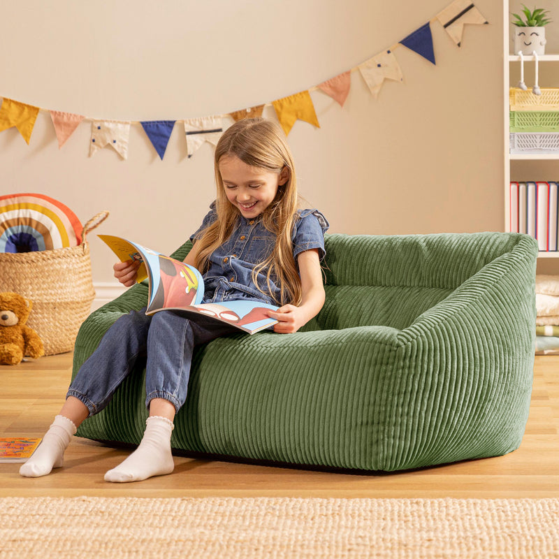 Kids Cecilia Cord Bean Bag Sofa - Sage Green