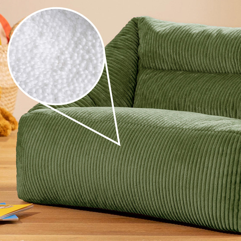 Kids Cecilia Cord Bean Bag Sofa - Sage Green
