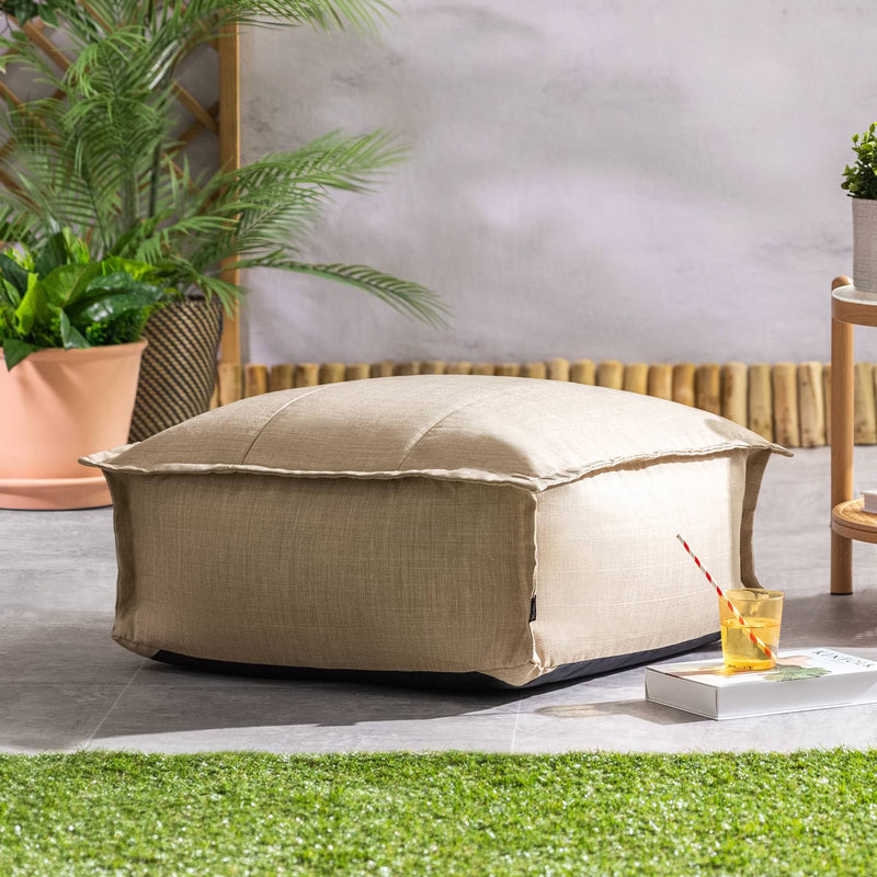 Vita Outdoor Woven Large Square Footstool - Natural