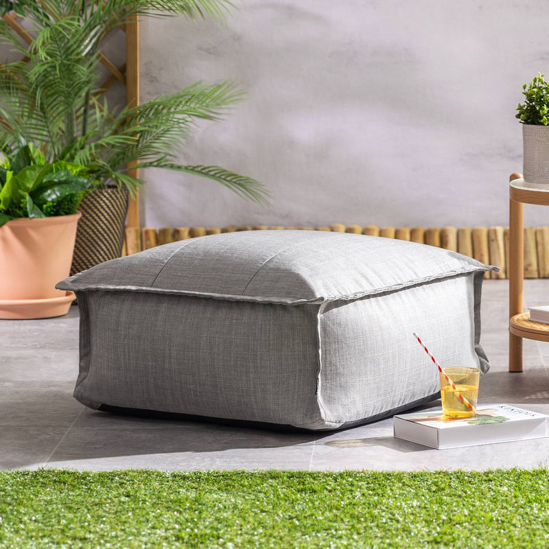 Vita Outdoor Woven Large Square Footstool - Grey
