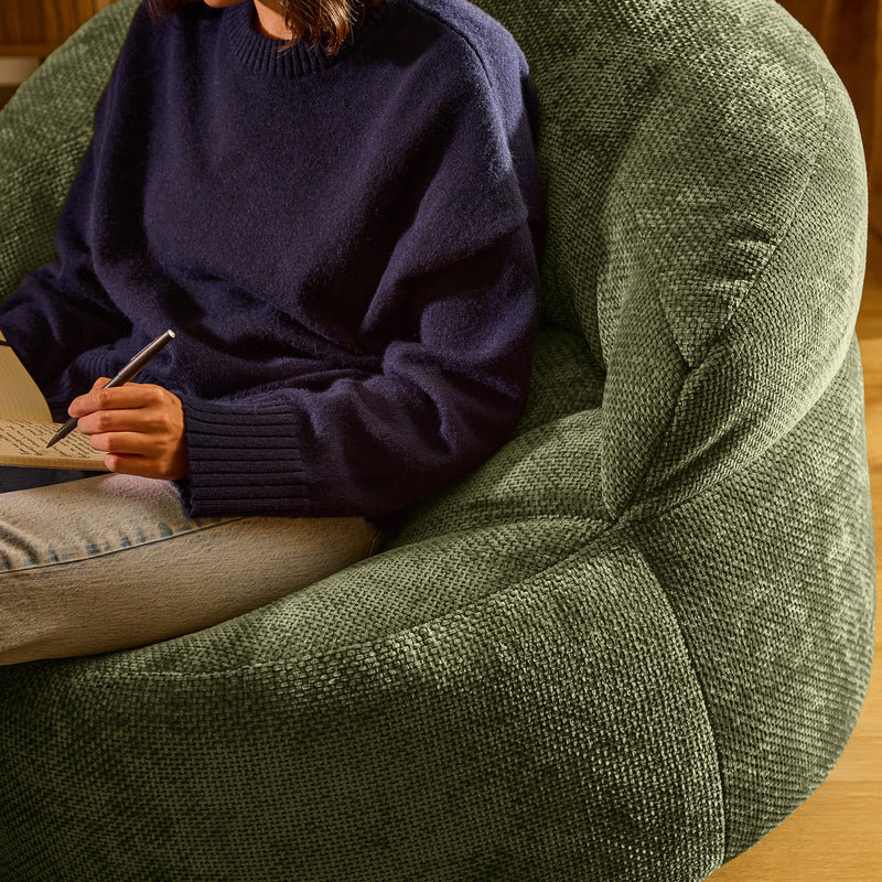 Orb Chenille Accent Chair Bean Bag - Olive Green